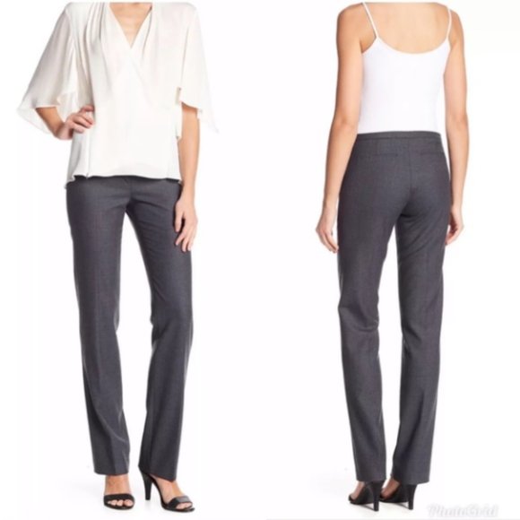 New with Tags Elie Tahari Theora Straight Trousers 2 Brown Wool Pants - Picture 1 of 8